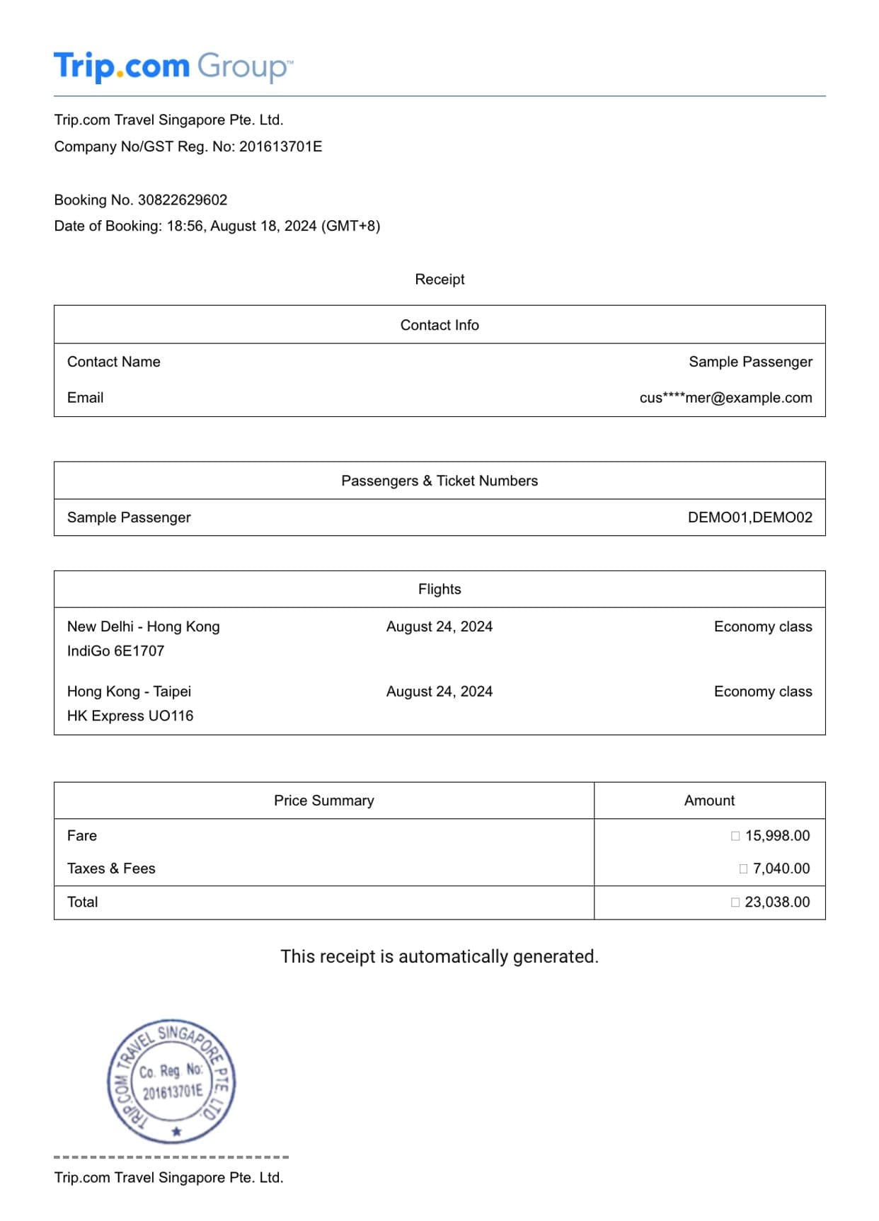 Free Flight Ticket Template Generator – PDF | OnlineBiller